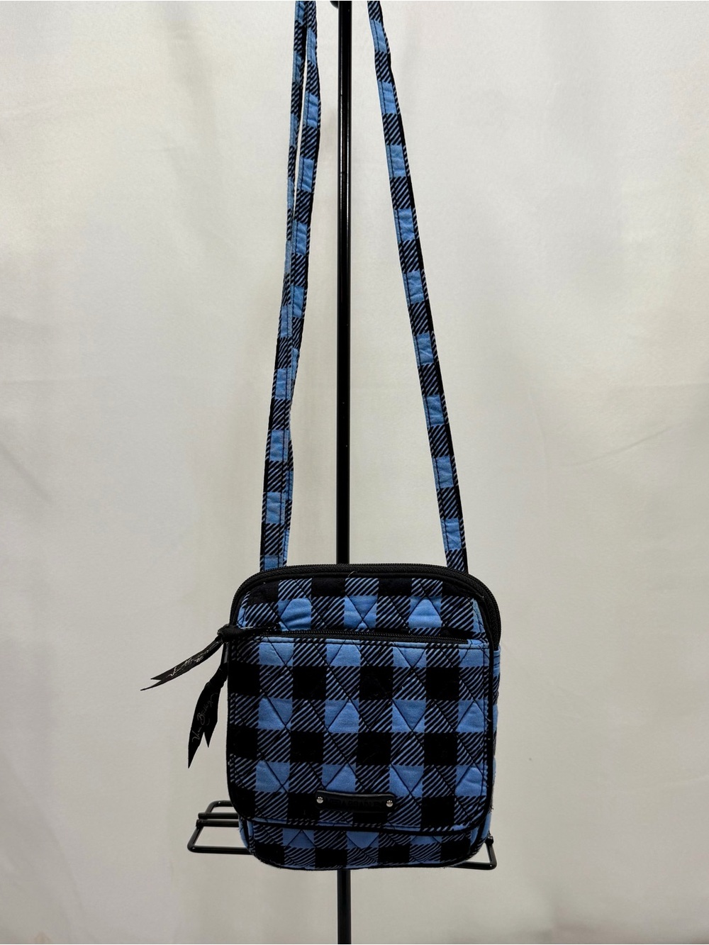 Vera Bradley Mini Hipster Crossbody Alpine Blue Black Checkered plaid